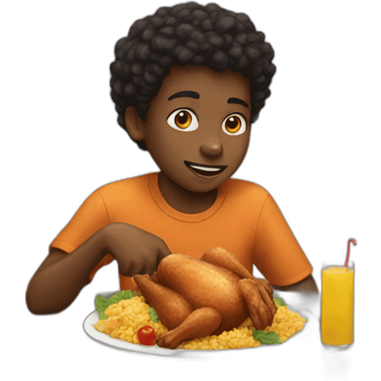 Black boy eating chicken emoji