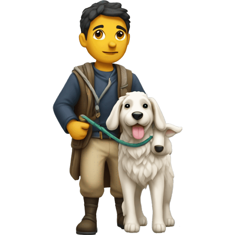 shepherd holding a bush on a leash emoji