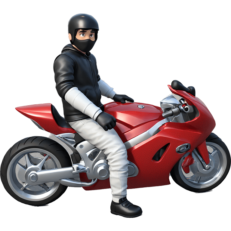 boy in gloves with motorcycle emoji