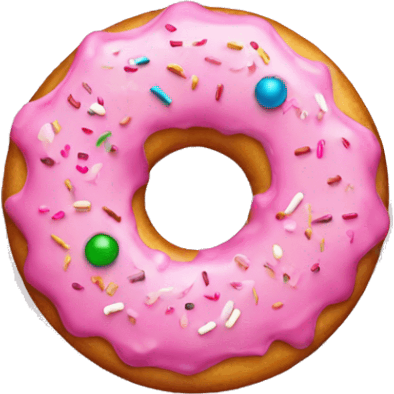 Pink doughnut with Christmas sprinkles  emoji