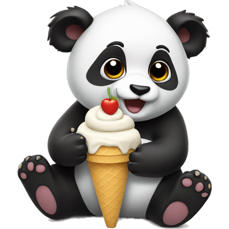 Panda eating ice cream emoji