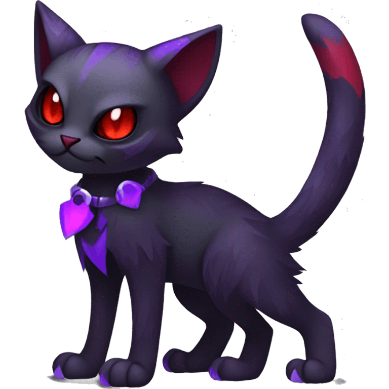 Vampiric dark edgy gothic cat fakemon with red purple edgy markings full body emoji