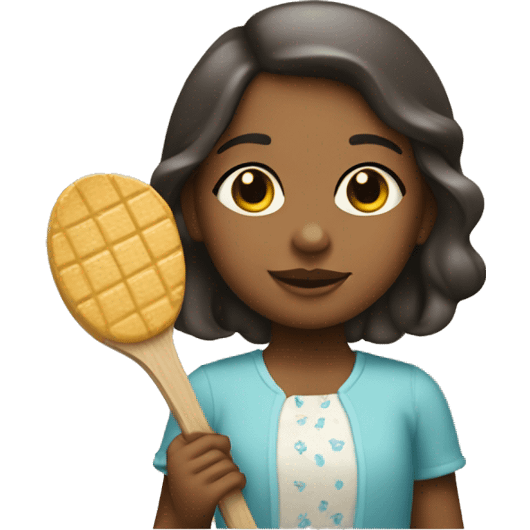 Niña con una paleta emoji