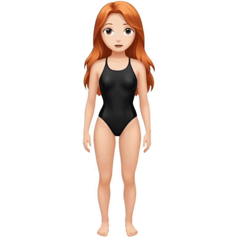 hot woman in black  swimming suit blond skin copper long hair full body  emoji