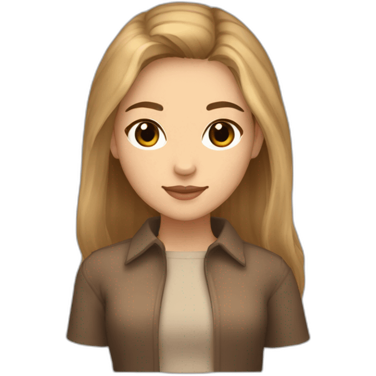 Gril with dark blond hair and broun eyes and ligth skin and a capibara emoji