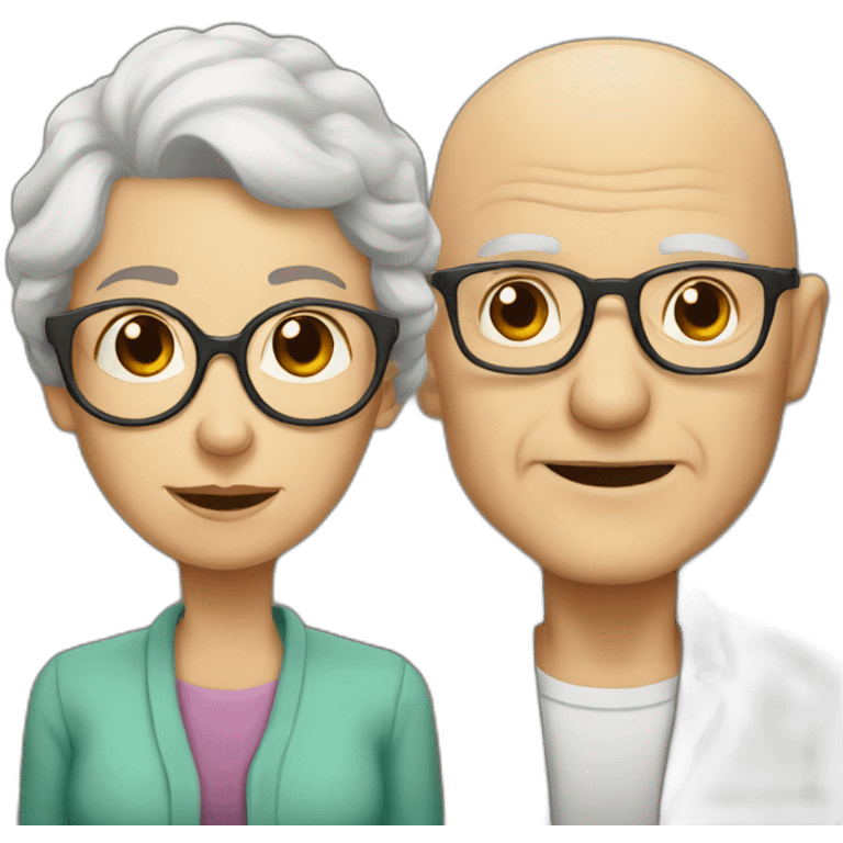 bald old man with glasses and old woman with brown hair emoji