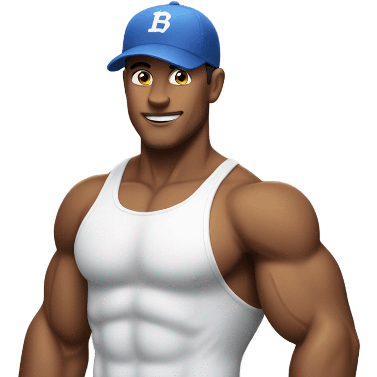 White guy  with 6 pack abs and a baseball cap  emoji