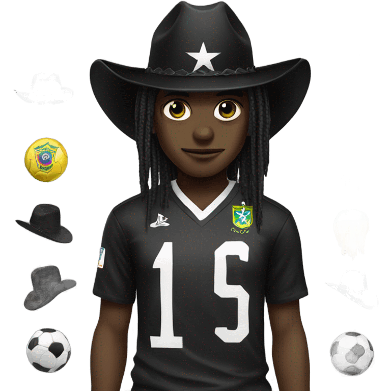 goth emo wearing cowboy hat and brazil soccer jersey  emoji