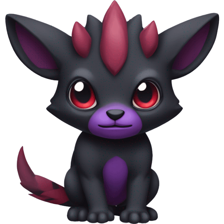 Cute cool dark black red purple animal hybrid Fakemon full body emoji