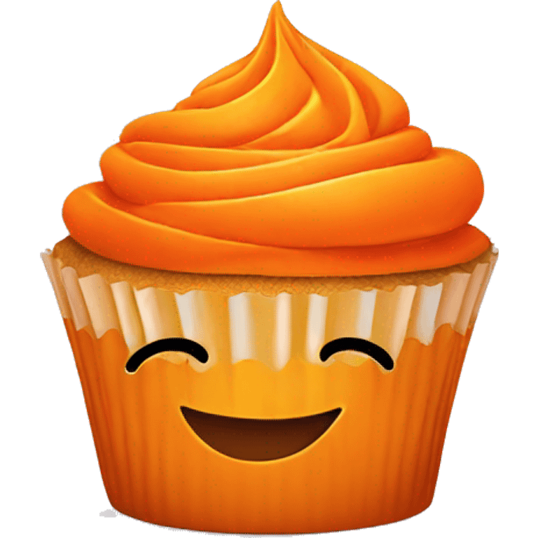 Orange cupcake with a happy face  emoji