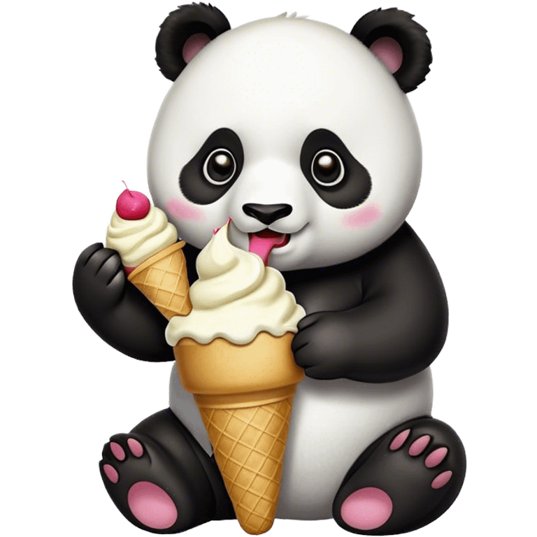 Panda eating ice cream emoji