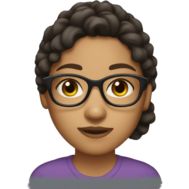 brunette girl with brown eyes and olive skin wearing glasses  emoji