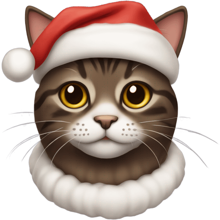 Cute dark brown tabby cat at Christmas  emoji