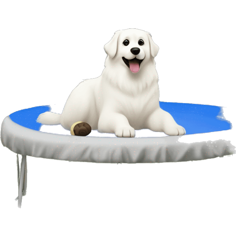 Great Pyrenees on trampoline emoji