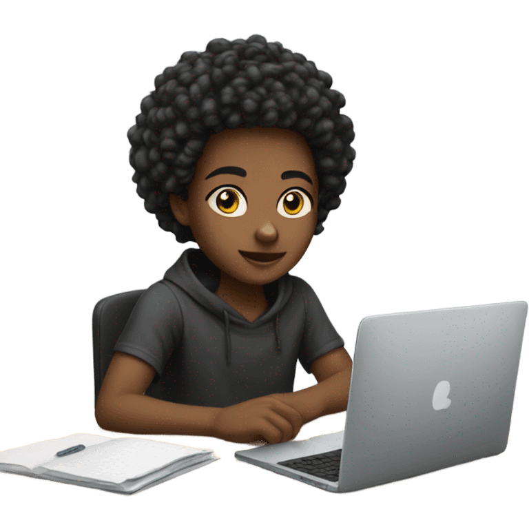 A black teen software engineer coding emoji