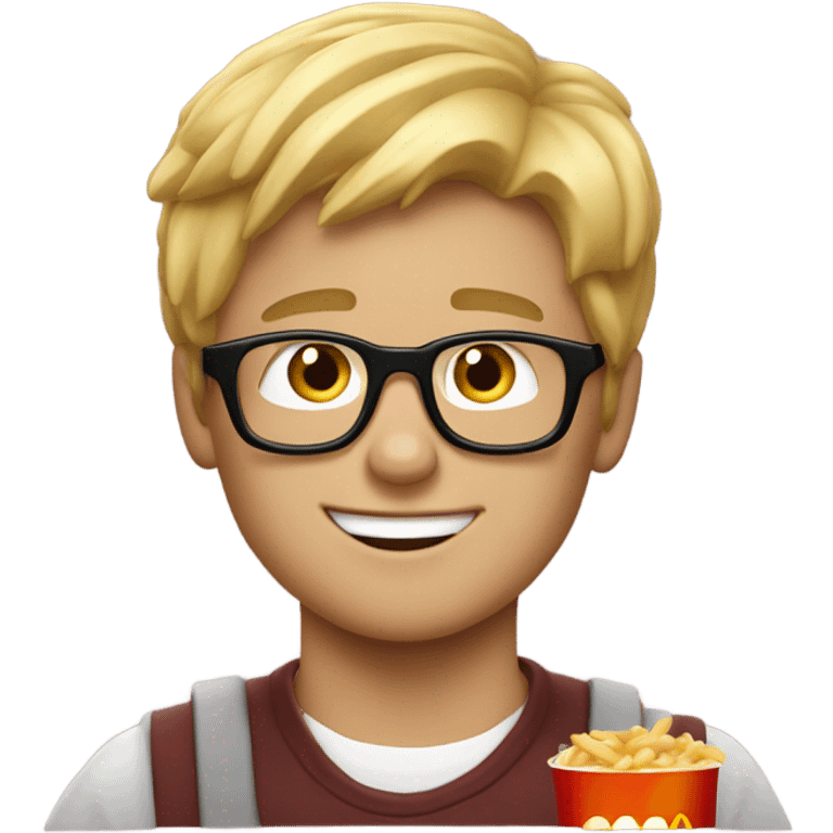 blond young guy with glasses eating mc Donald’s emoji