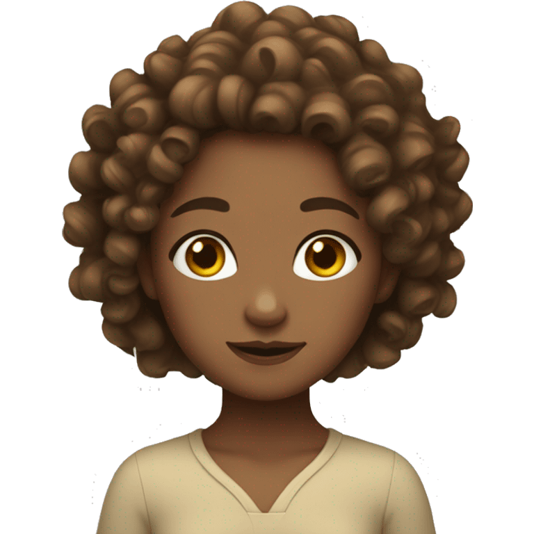 Curly brown hair girl zen emoji