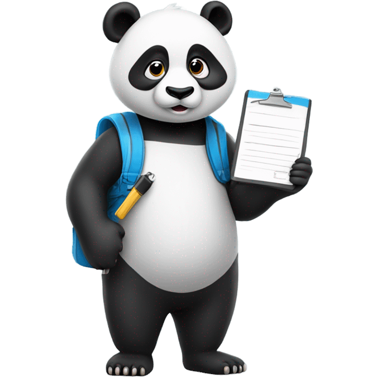 Panda wearing a visor with a whistle around its neck and holding a clipboard emoji