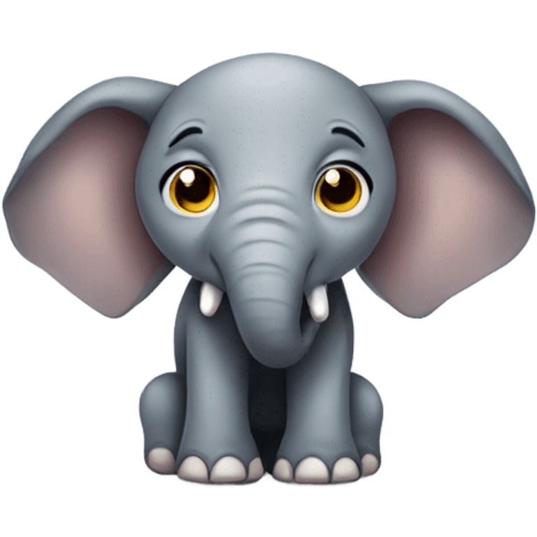 1- Draw an elephant with the following details: Big, bright eyes Big, round ears Friendly emoji