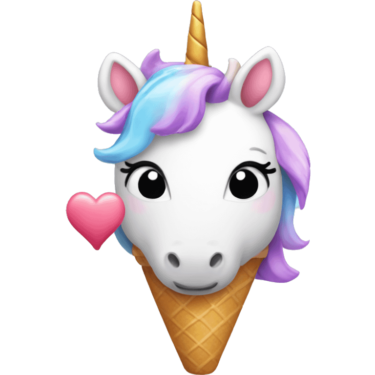 Unicorn with hearts and ice cream emoji