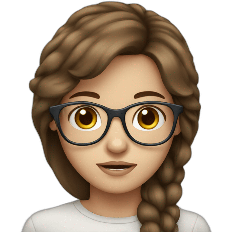  A girl with brown hair,blues eyes ans White glasses  emoji