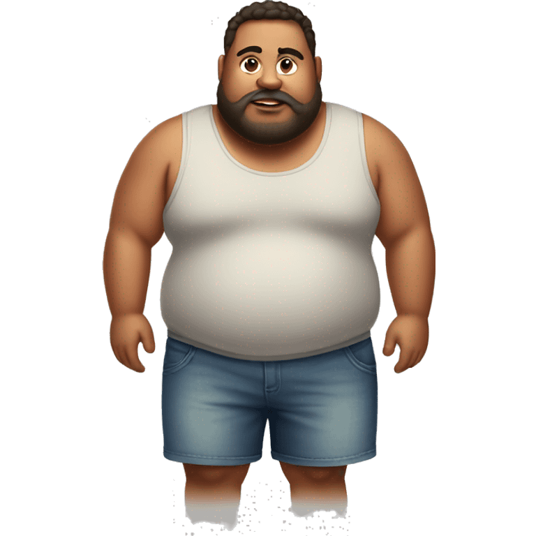 Fat guy with tanktop and shorts emoji