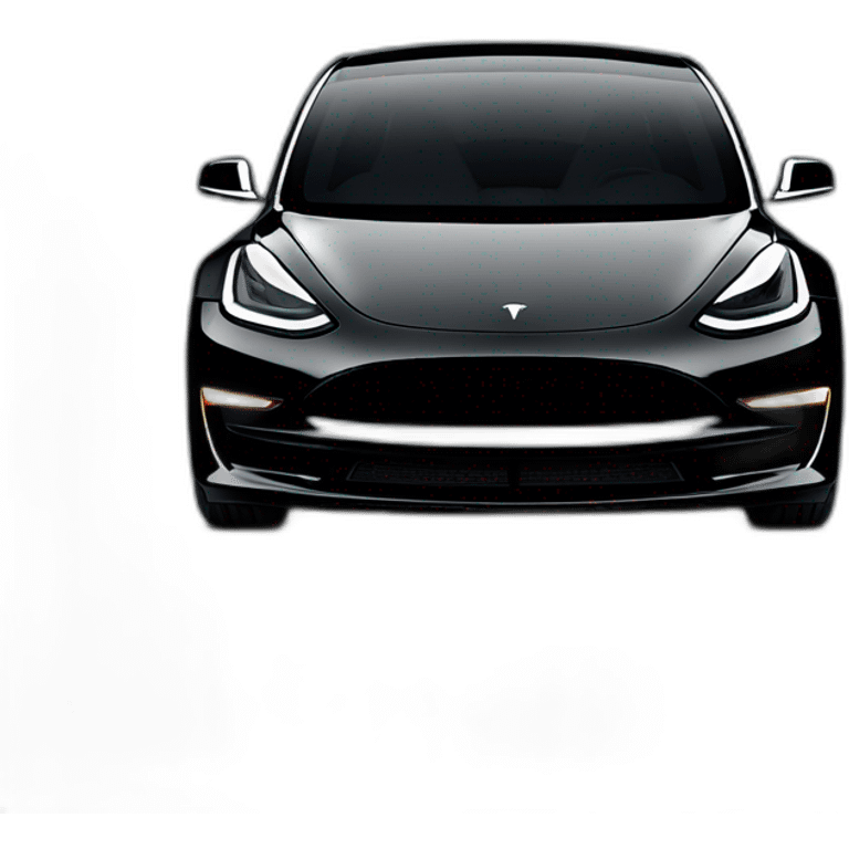 modified black 2023 Tesla Model 3 with front spoiler viewed from front emoji