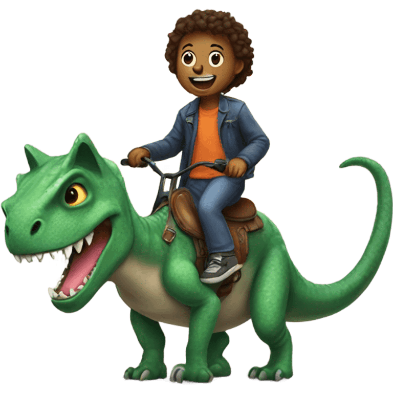 Dino riding a cat  emoji