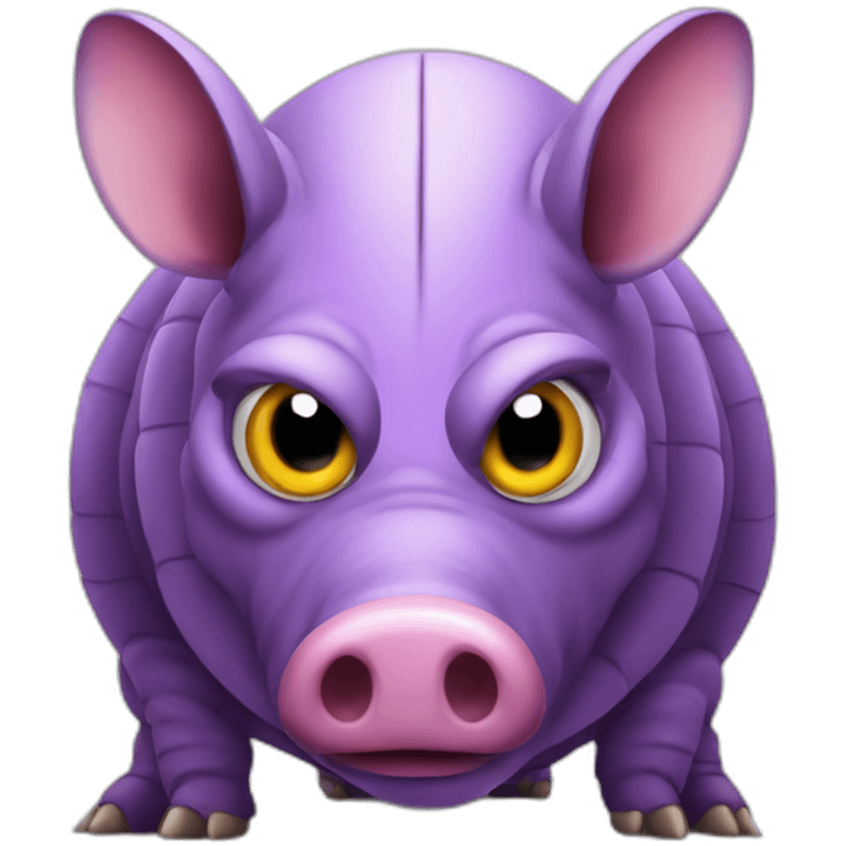 Purple Pig insect armadillo with evil angry face emoji