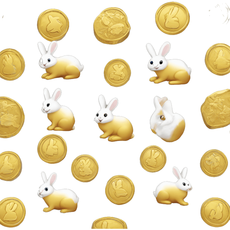 gold coin, coin white rabbite emoji