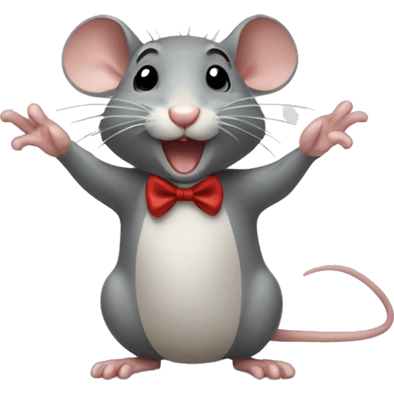 A little rat wearing a bow clapping emoji