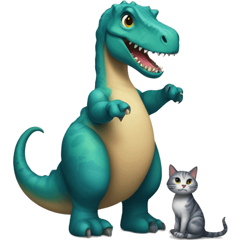 A dinosaur holding a cat  emoji