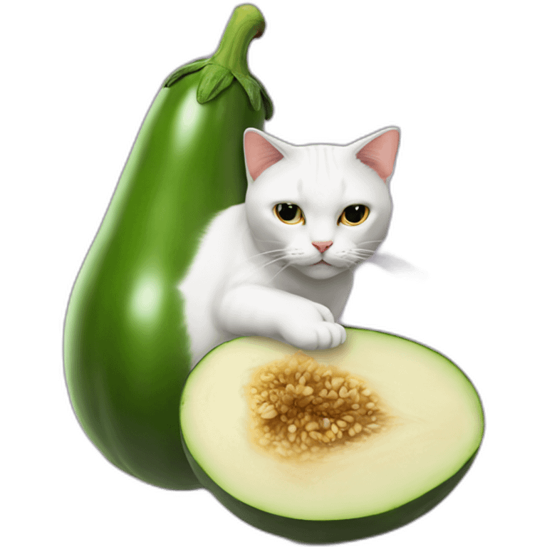 cat with a huge eggplant emoji