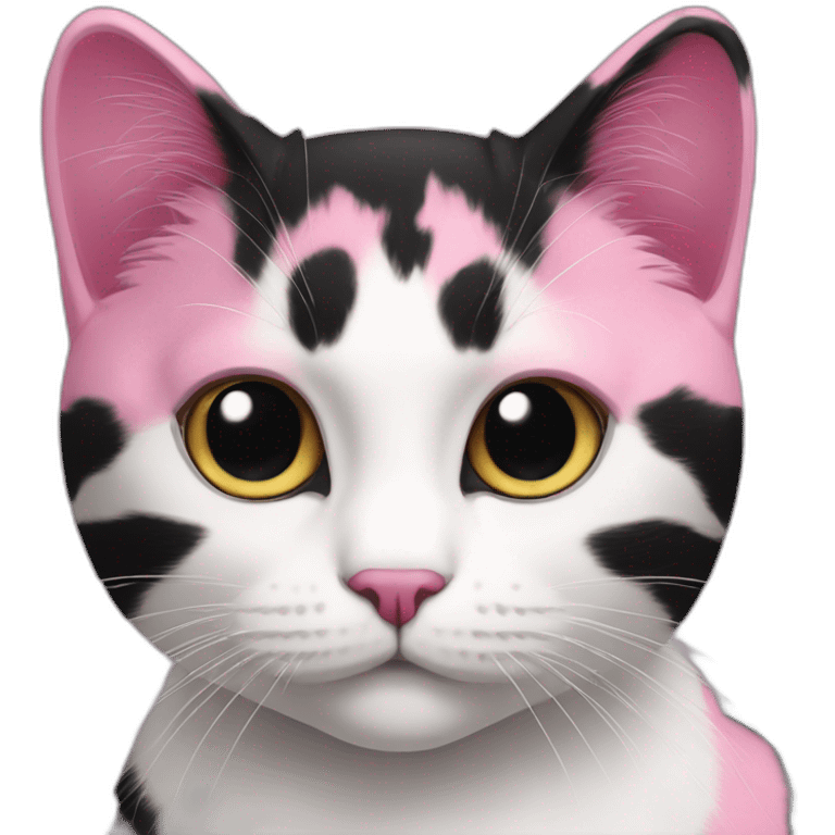 Pink and black mix colour cat emoji