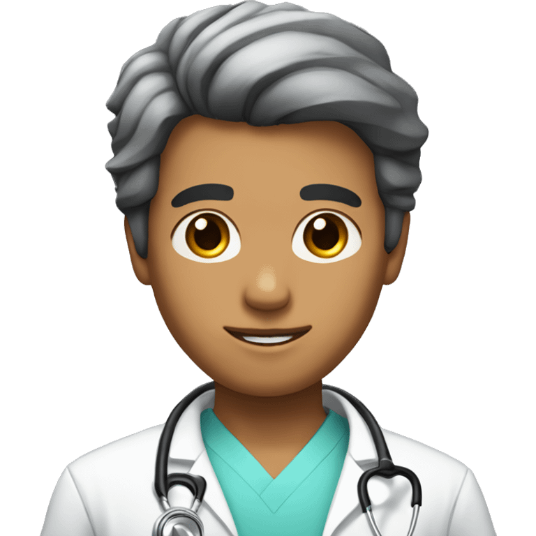 doctor, tan skin, black hair, with stethoscope full body emoji