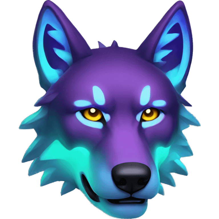 neon cyber wolf emoji