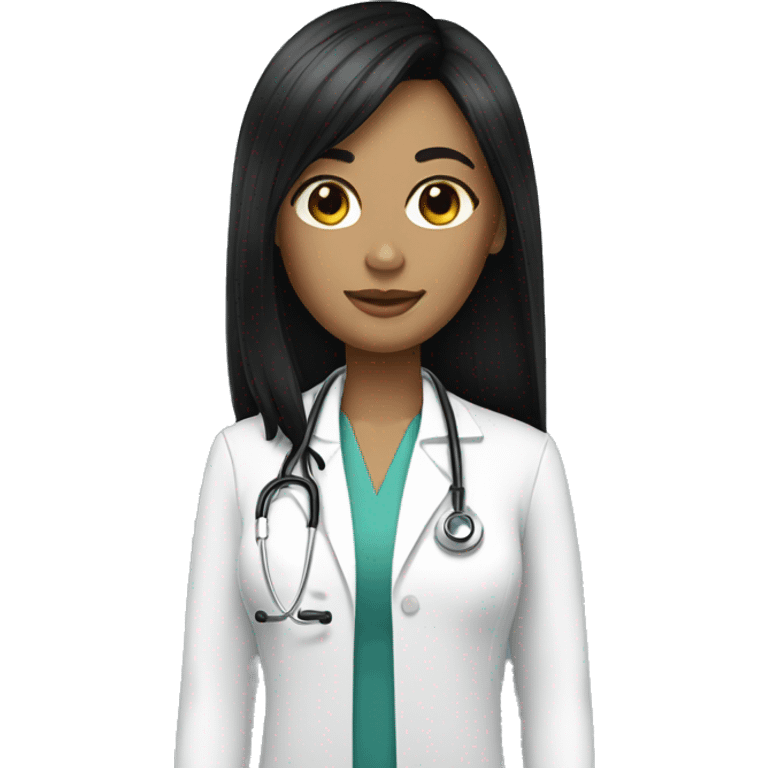 doctor woman light skin long straight black hair curtain bangs emoji