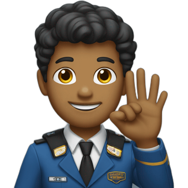 The scout gives the three-fingered salute wearing a black and blue suit emoji