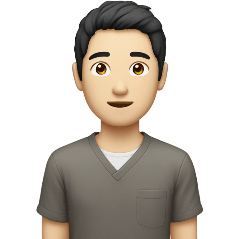 man from japan with white skin and black hair, wear casual shirt  emoji