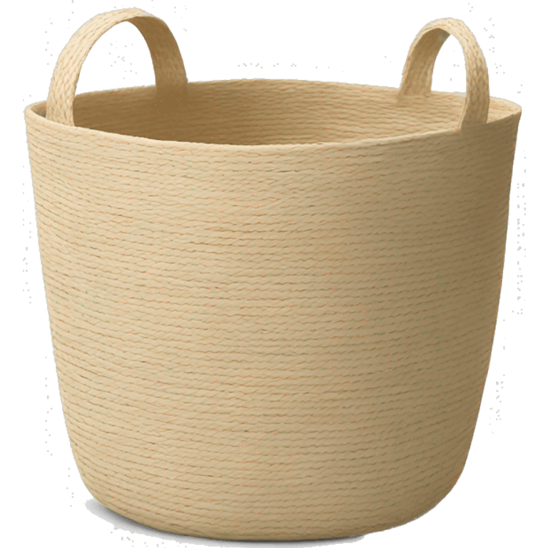 Light beige laundry raffia basket with white band emoji