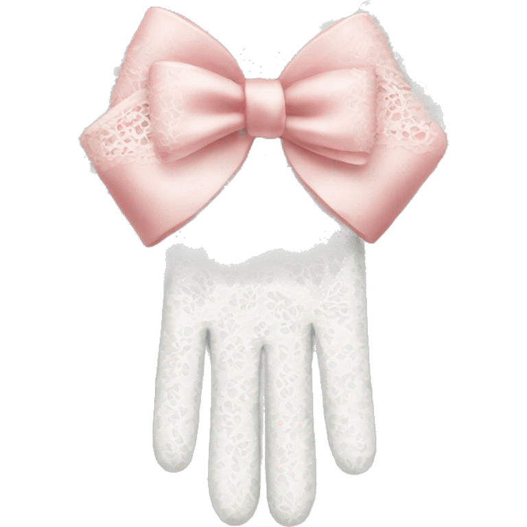 white lace gloves with a bow emoji