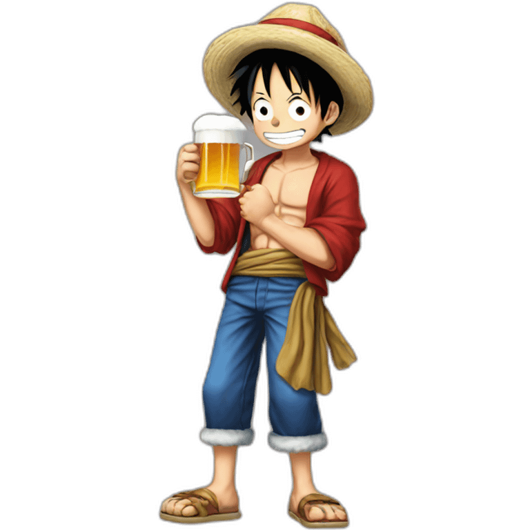 Luffy drink beer emoji