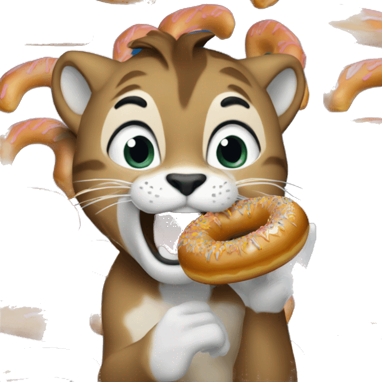 Byu cougar eating a maple doughnut emoji