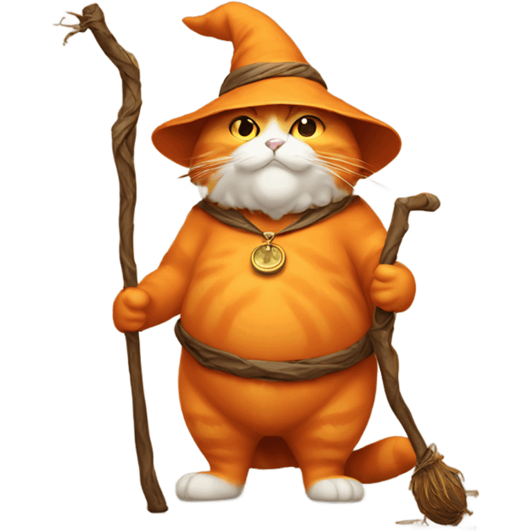 fat orange wizard cat with a stick emoji