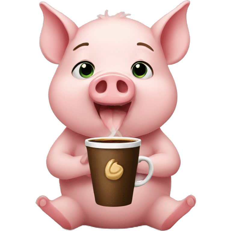 Pig with coffee  emoji