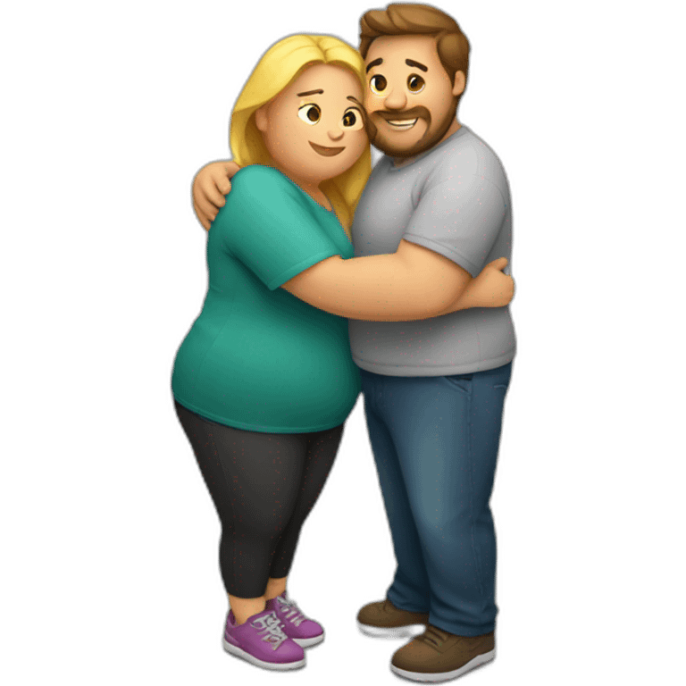 overweight couple hugging emoji