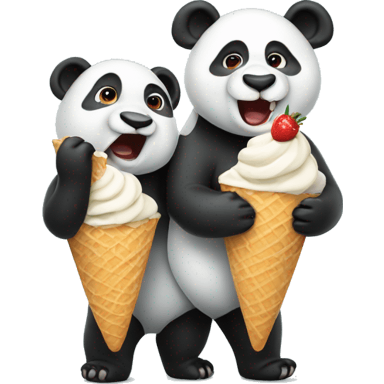 Pandas eating ice cream emoji