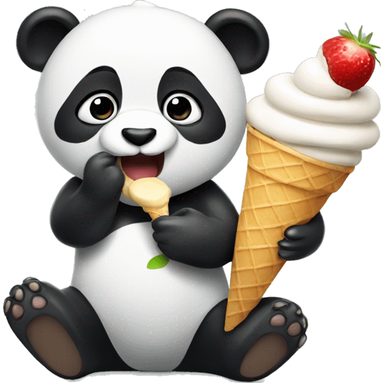 Panda eating ice cream emoji