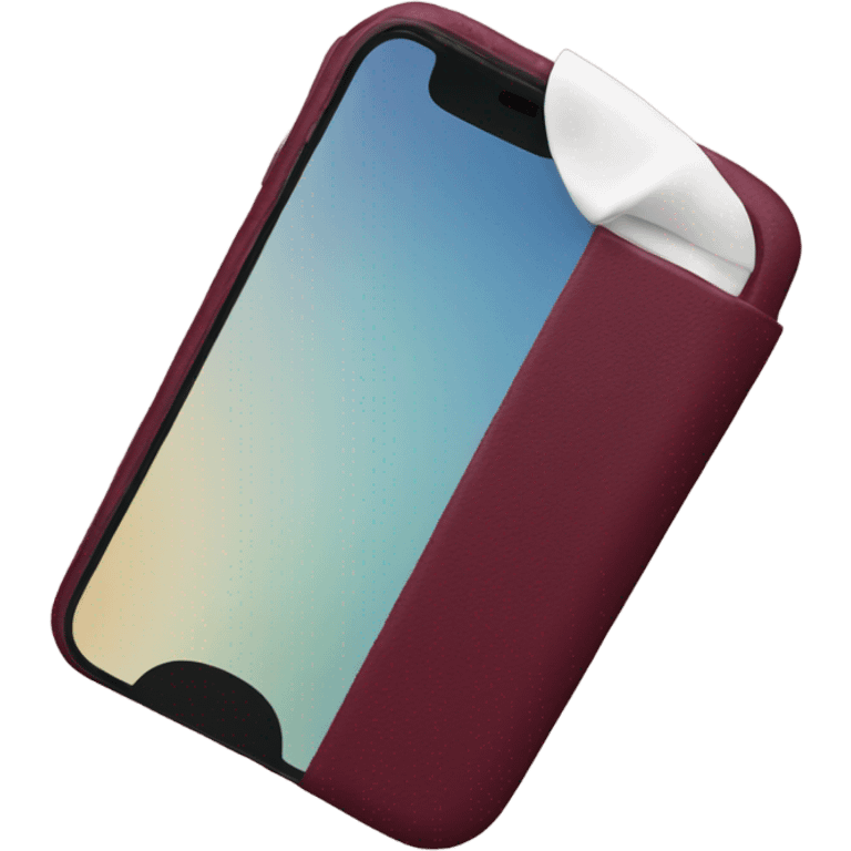 iPhone with burgundy case emoji