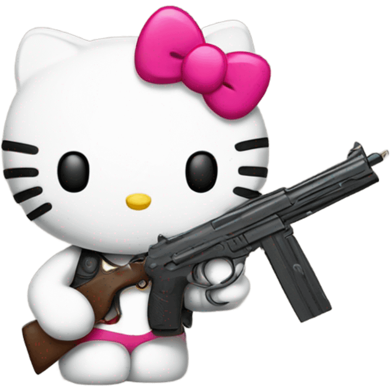 Hello kitty whit a gun  emoji